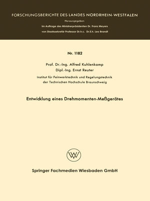 cover image of Entwicklung eines Drehmomenten-Meßgerätes